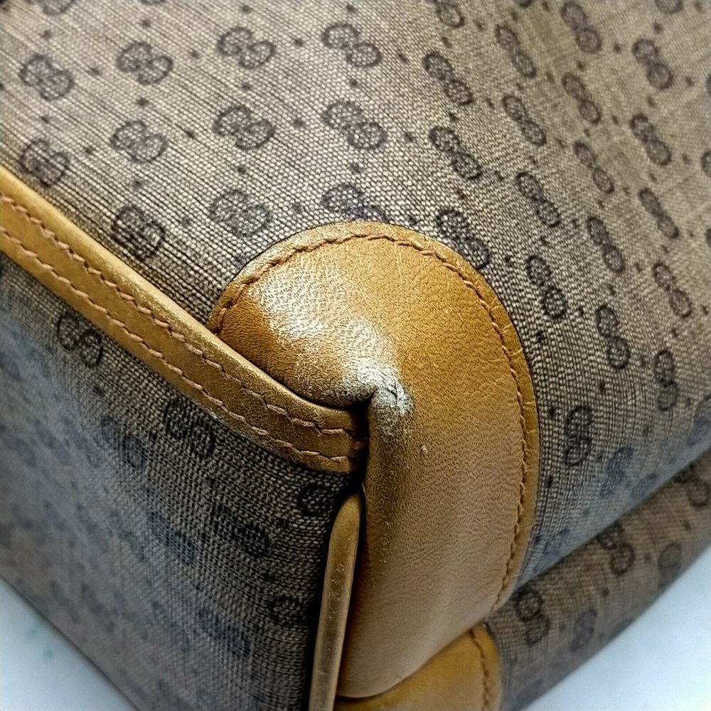 authentic Vintage Gucci Shoulder Bag Brown PVC - Picture 6 of 9